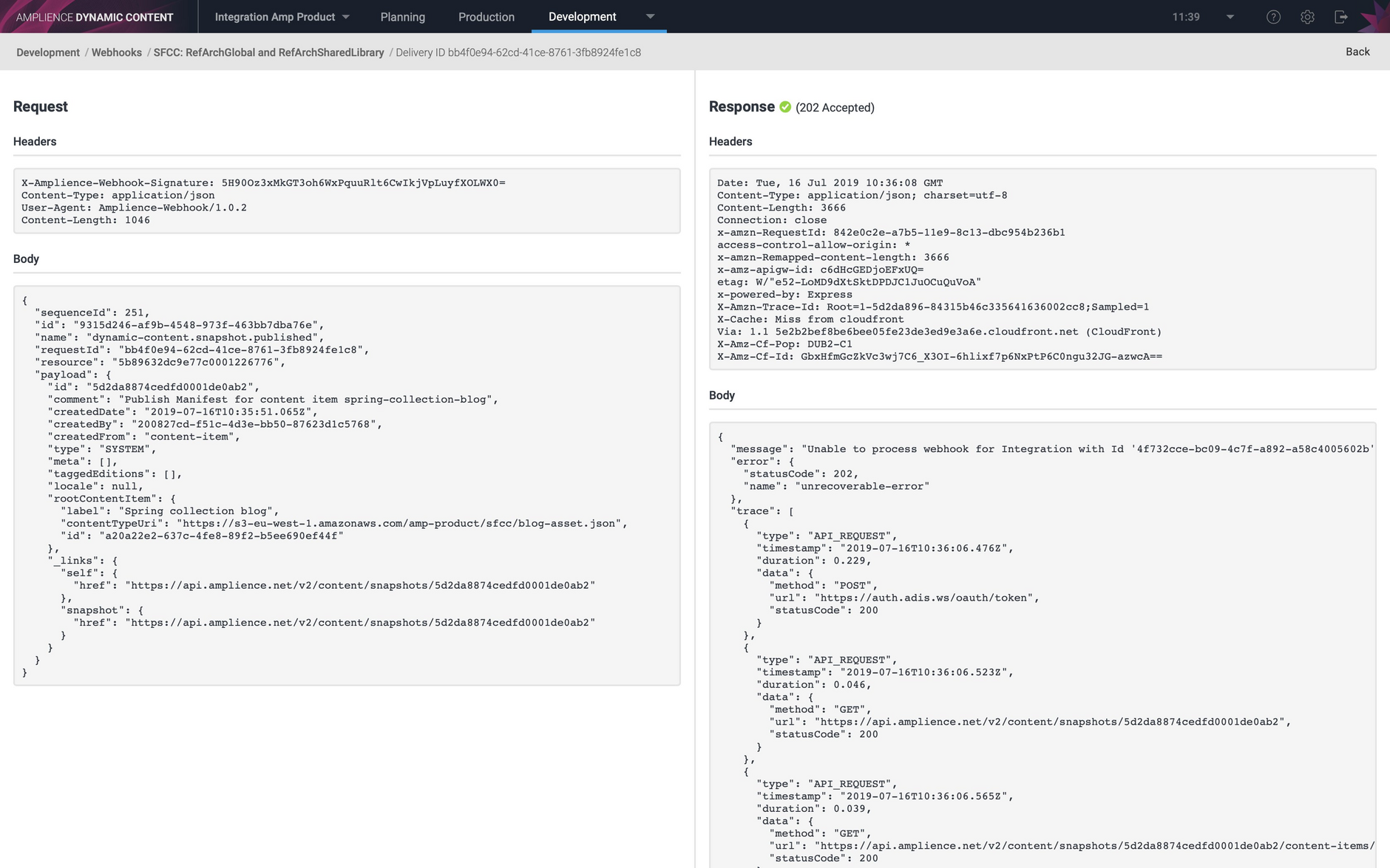 Viewing the error log