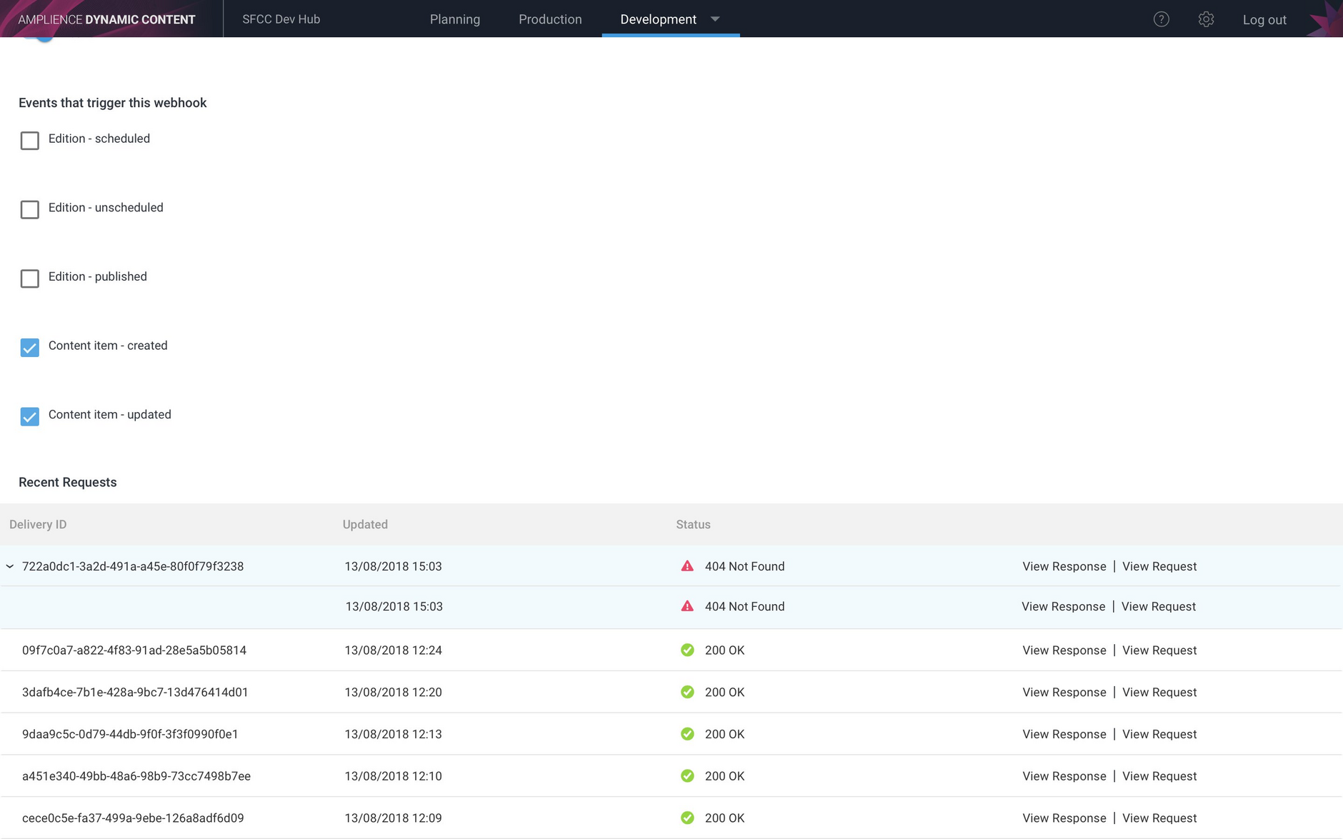 Dynamic Content will retry the webhook if an error occurs