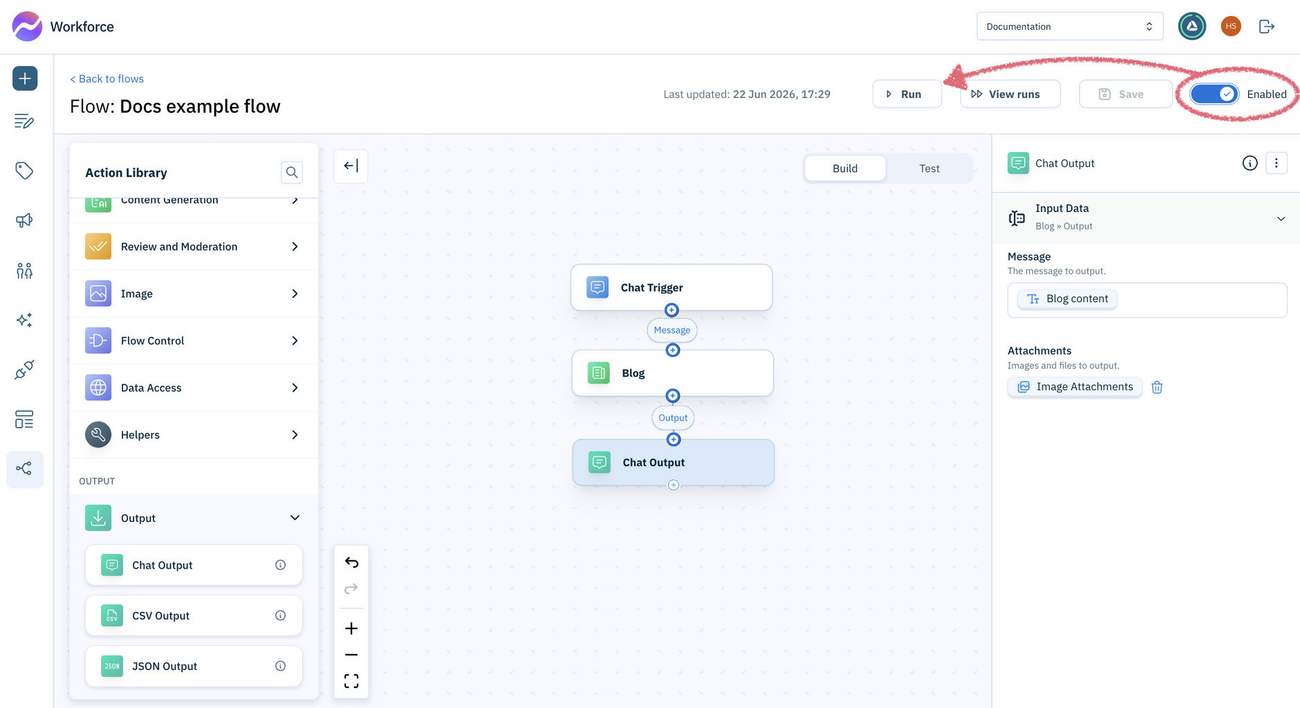 Enabling a flow to be run