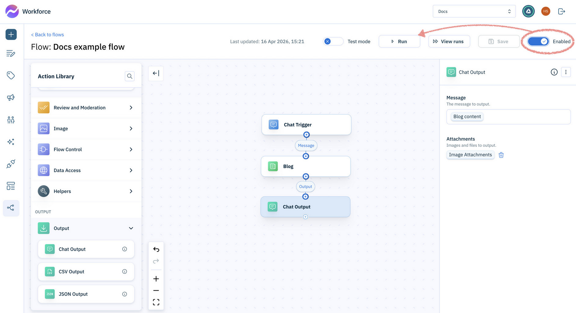 Enabling a flow to be run