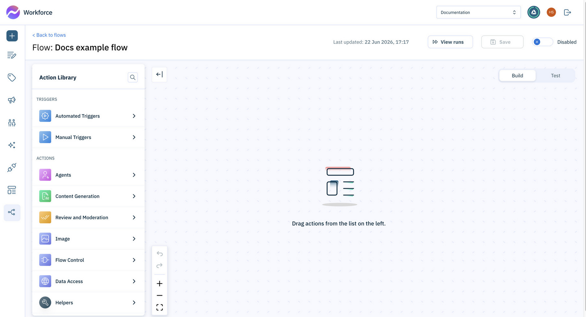 The flow designer opens ready for you to start building a flow