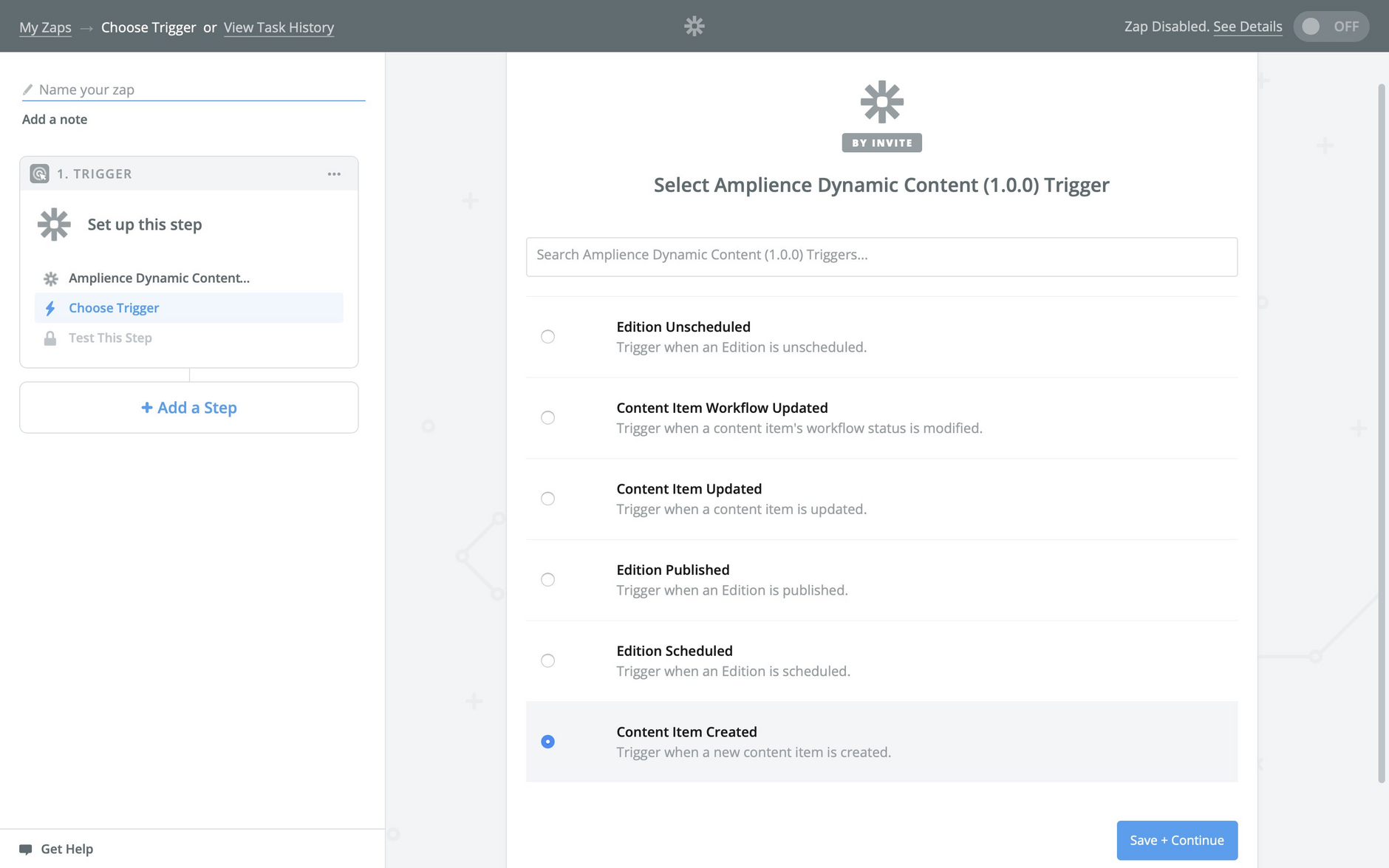 Selecting Dynamic Content triggers