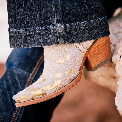 ariat white booties with gold specs