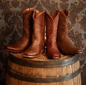 ariat premium exotic leather western boots on barrel