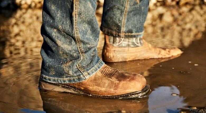waterproof cowboy work boots in water