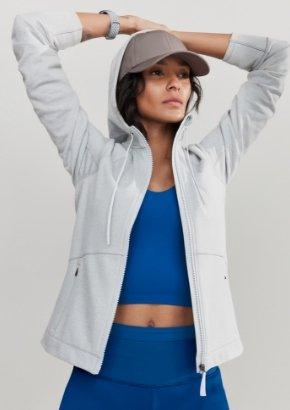 Athleta Womens Fleece Lined Camouflage Hooded Zip Jacket White Gray Si -  Shop Linda's Stuff