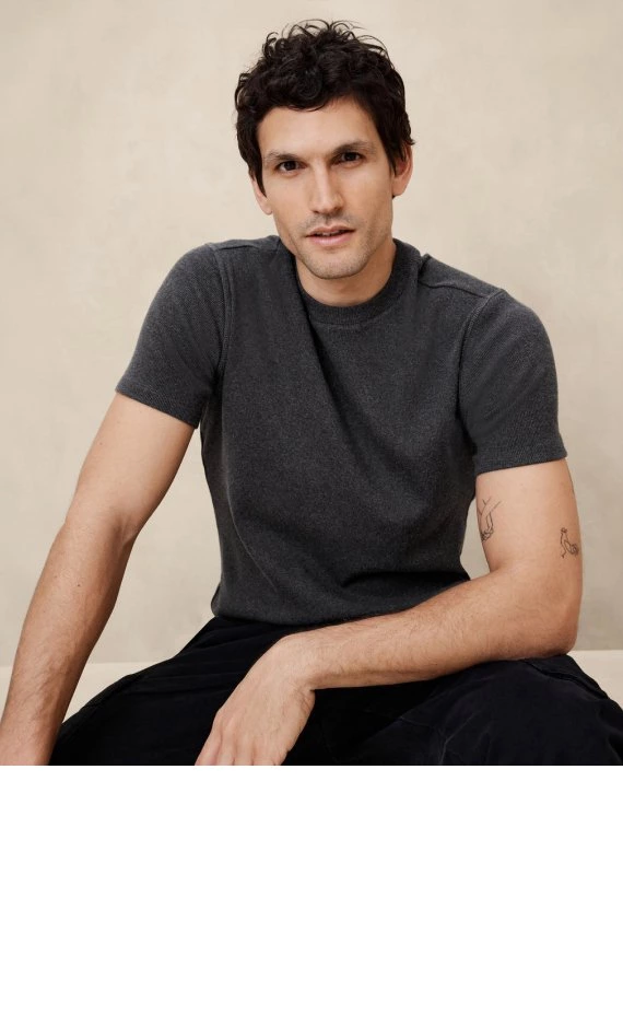 Ribbed. A slim fit tee with a textured, lived-in feel.
