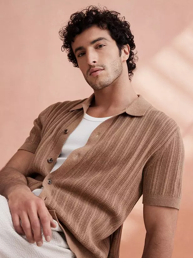 Man in light brown polo.