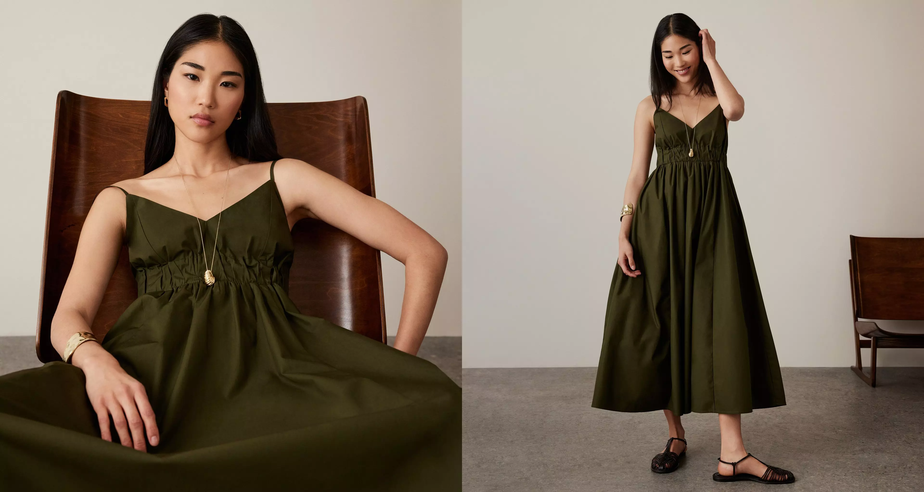 Woman in green dress.
