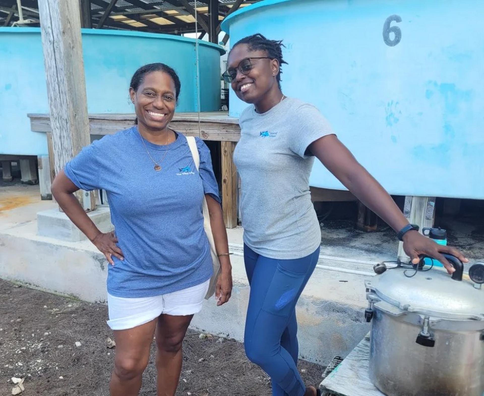 Two women smiling