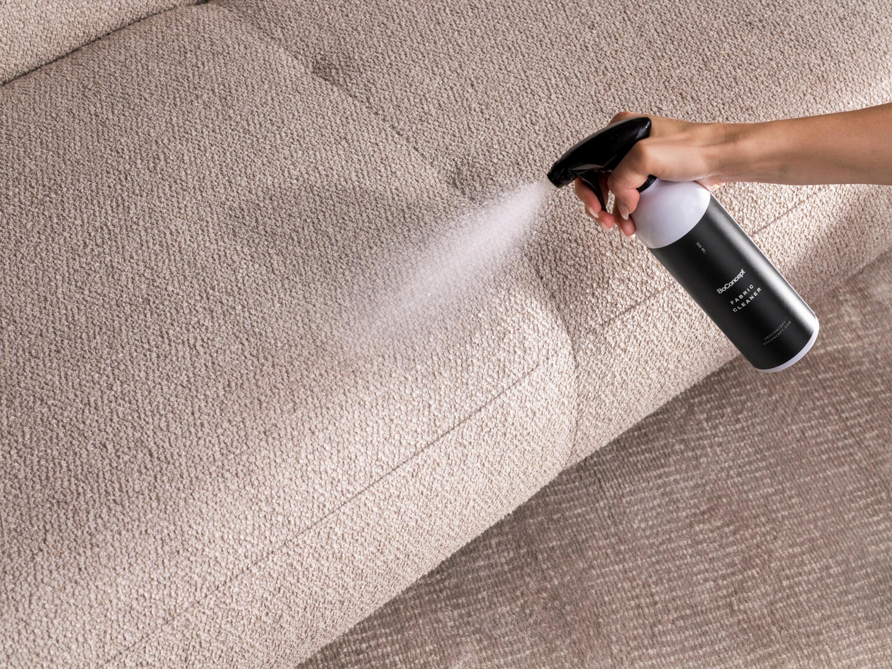 BoConcept fabric care spray applied to a beige surface
