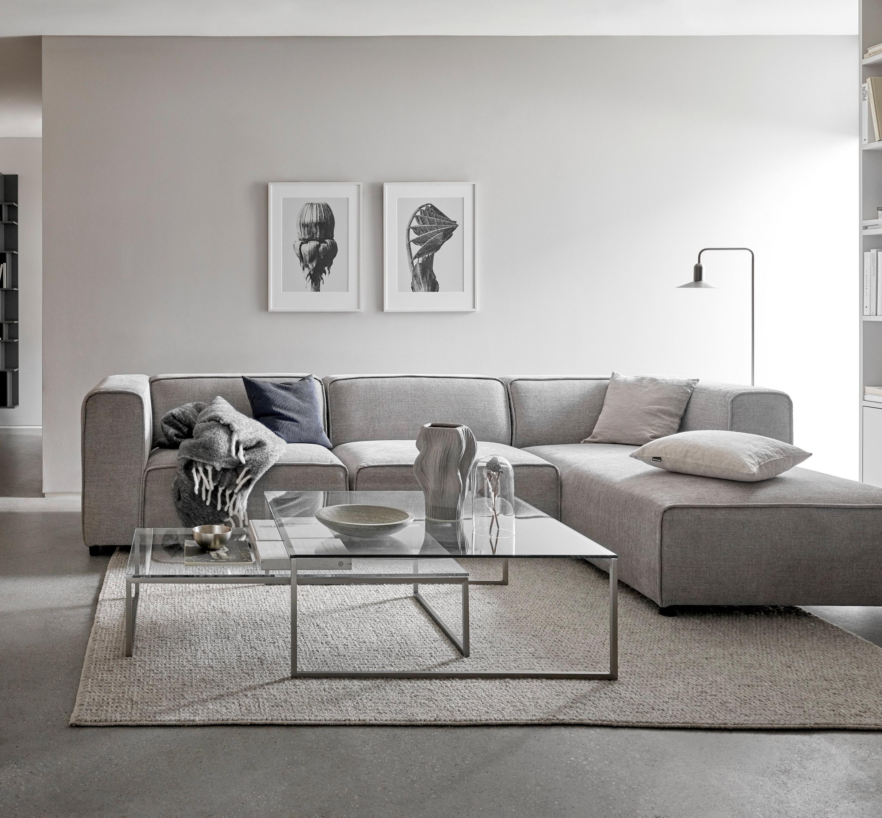 Carmo corner sofa with lounging unit and the Lugo coffee table.