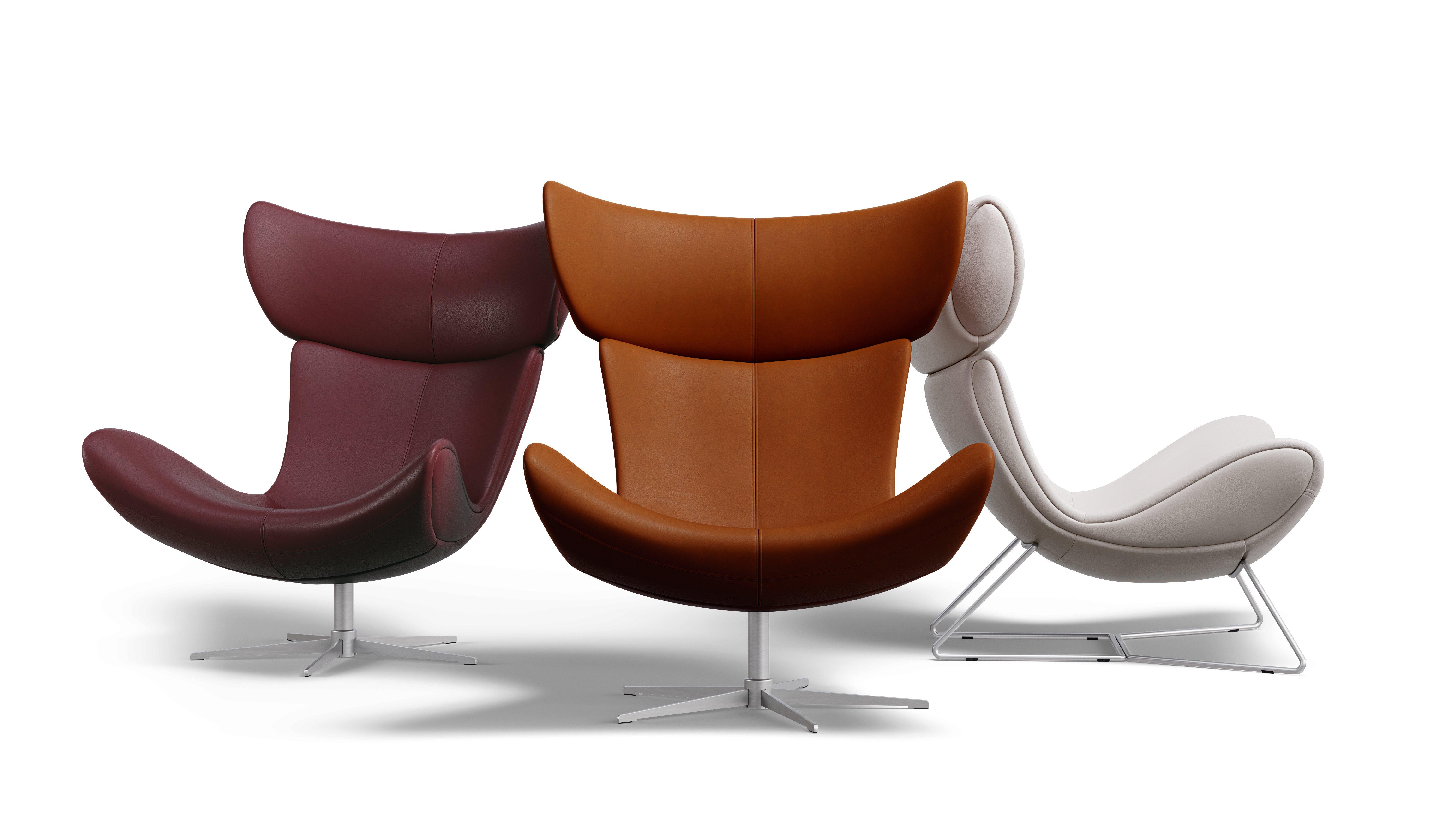 3 Imola chairs upholstered in quality Nordic SPOOR leather in different colours 
