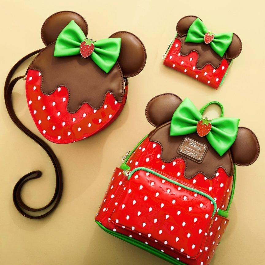 Loungefly Disney Minnie Mouse Chocolate Dipped Strawberry Ears Scented Bags & Wallet