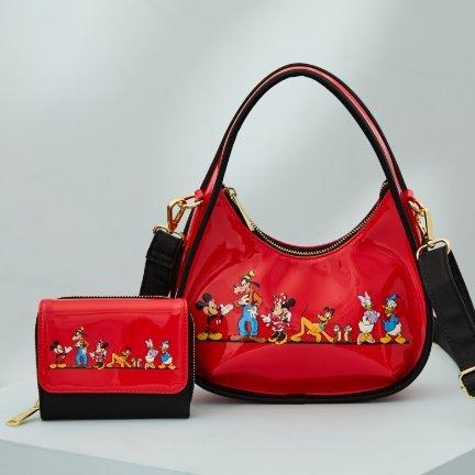 Loungefly Disney Mickey Mouse Cherries Denim Mini Backpack, Sling Bag & Wallet