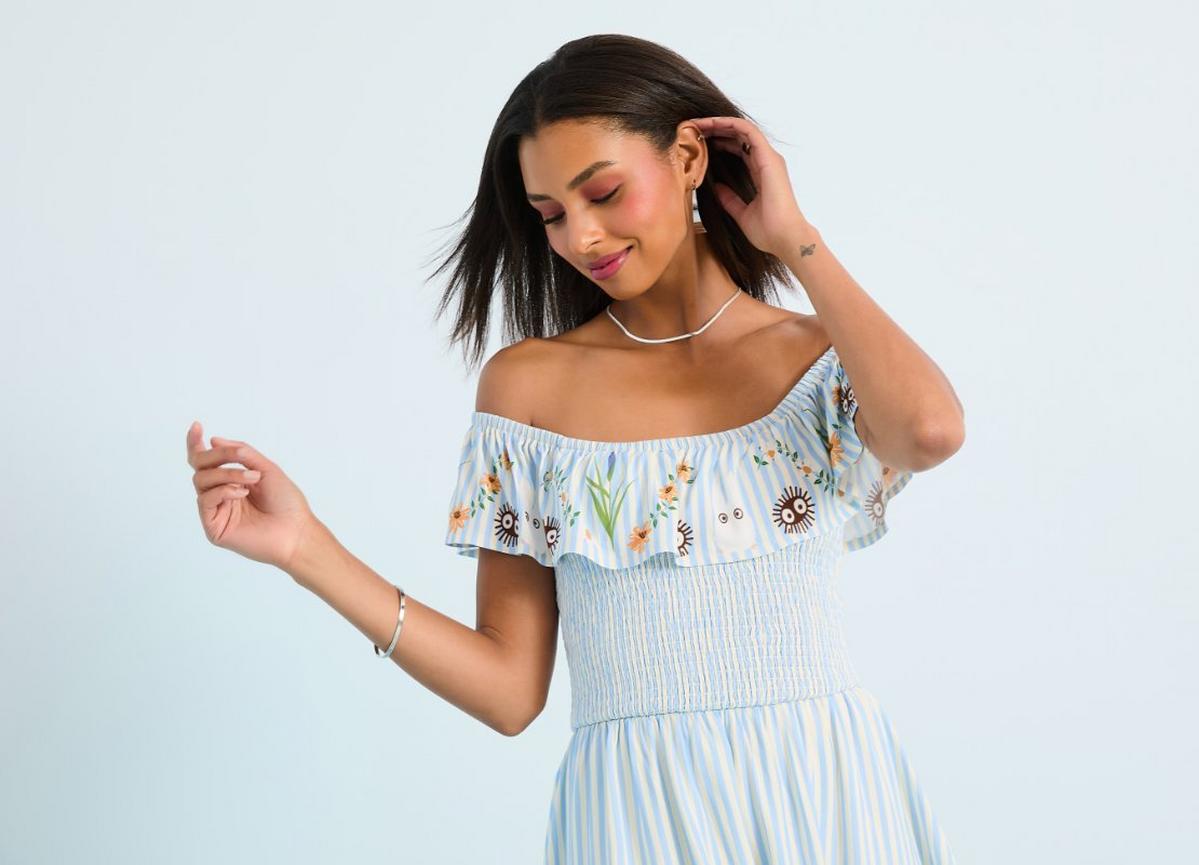 Studio Ghibli® My Neighbor Totoro Striped Floral Icons Ruffle Smock Dress