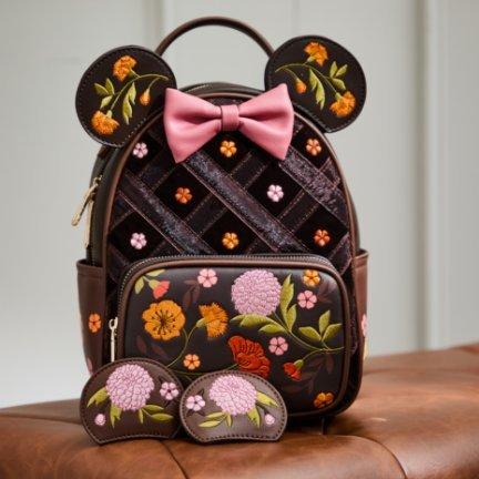 Disney Minnie Mouse Velvet Floral Interchangeable Ears Mini Backpack - BoxLunch Exclusive