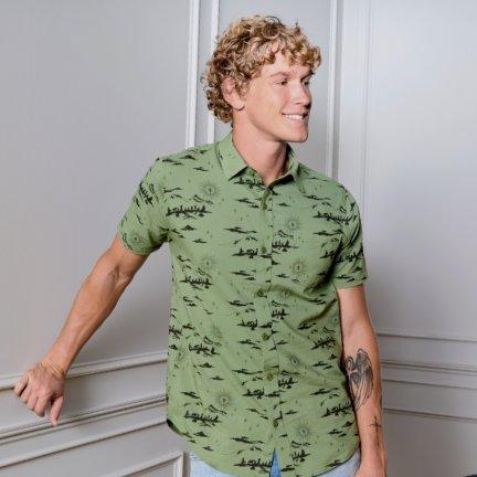 The Lord of the Rings Mountain Scenes Allover Print Woven Button-Up - BoxLunch Exclusive