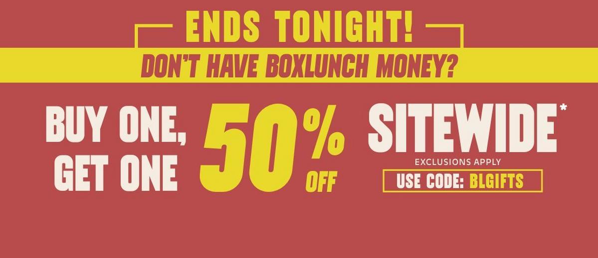 Ends Tonight! Buy 1, Get 1 50% Off Sitewide - Exclusions Apply