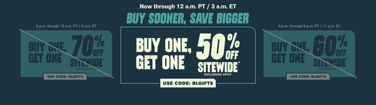Buy One, Get One 50% Off Sitewide
