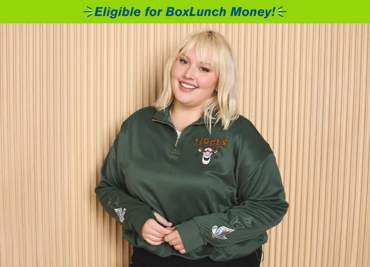 Disney Winnie the Pooh Tigger Women's Plus Size Cropped Quarter Zip Crewneck - BoxLunch Exclusive