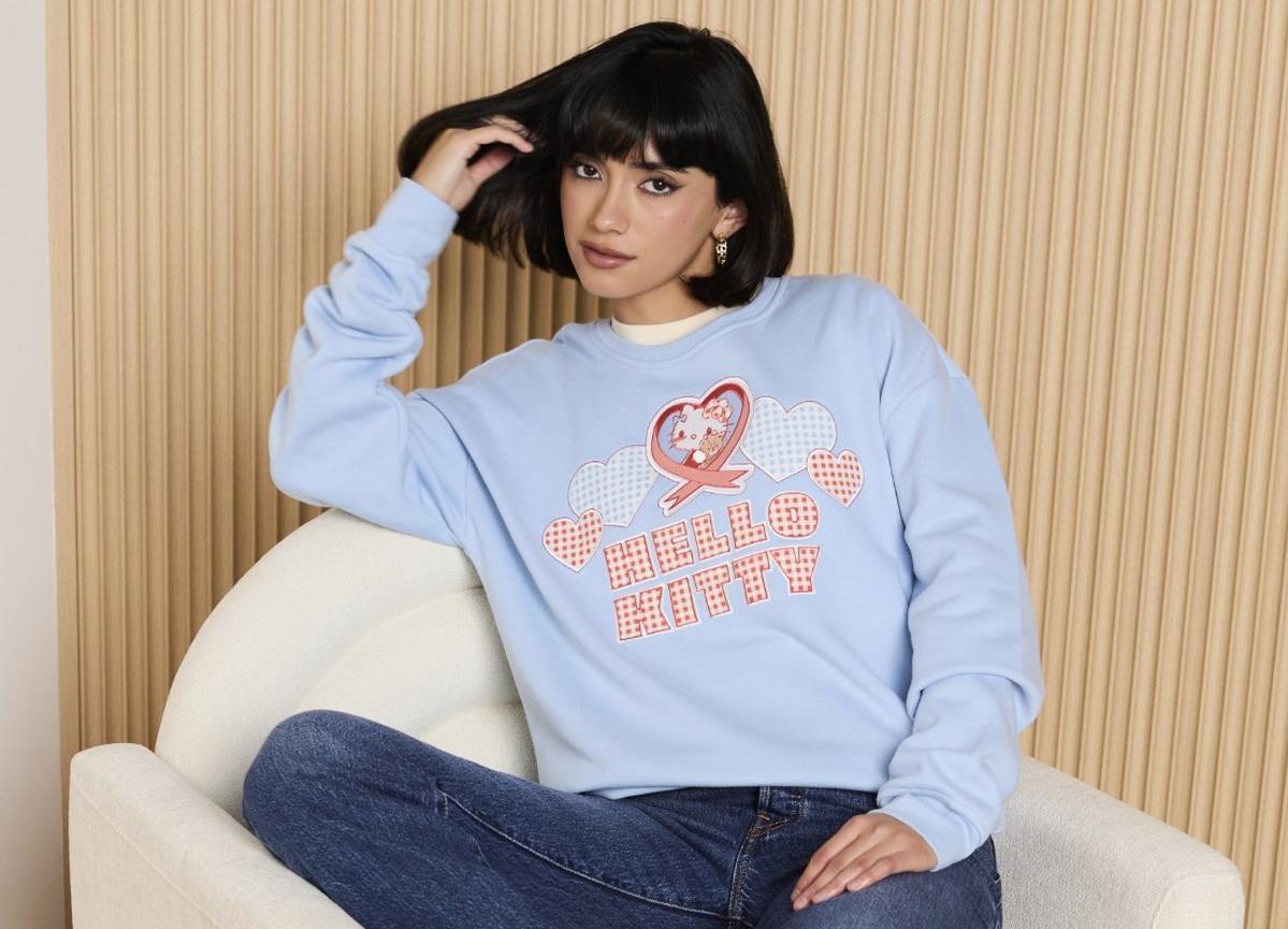 Sanrio Hello Kitty and Friends Gingham Embroidered Crewneck — BoxLunch Exclusive