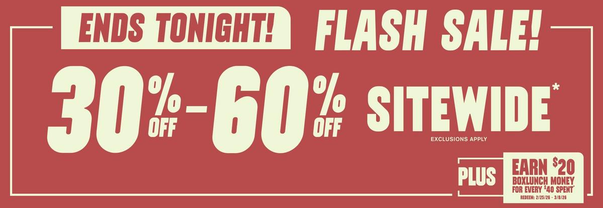 Flash Sale! 30% - 60% Off Sitewide