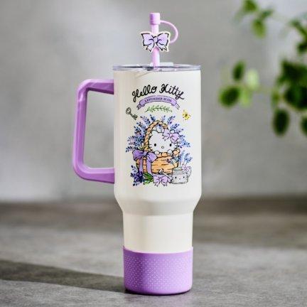 Sanrio Hello Kitty Lavender Bow Straw Tumbler with Handle - BoxLunch Exclusive