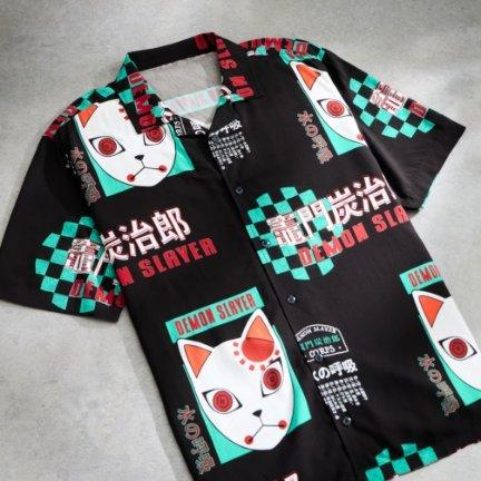 Demon Slayer: Kimetsu no Yaiba Tanjiro's Mask Allover Print Woven Button-Up