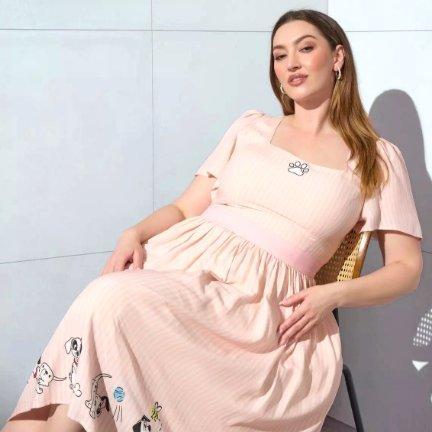 Disney 101 Dalmatians Puppies Striped Plus Size Midi Dress - BoxLunch Exclusive