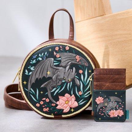 Loungefly DreamWorks How To Train Your Dragon Toothless Floral Mini Backpack and Cardholder - BoxLunch Exclusive