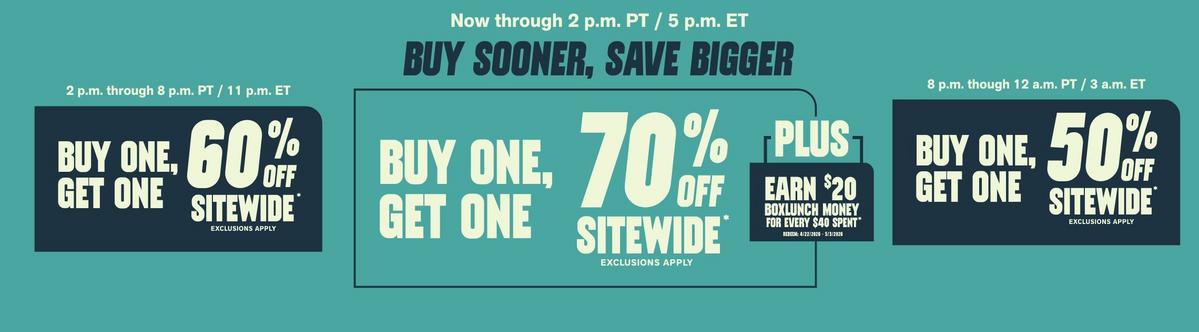 Buy One, Get One 70% Off Sitewide
