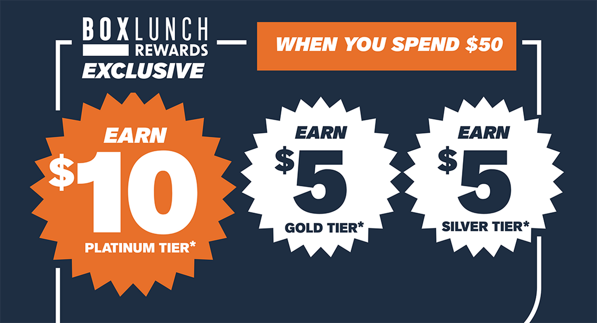 BoxLunch Rewards Members Exclusive: Earn Up To $10 Rewards with $50 Purchase