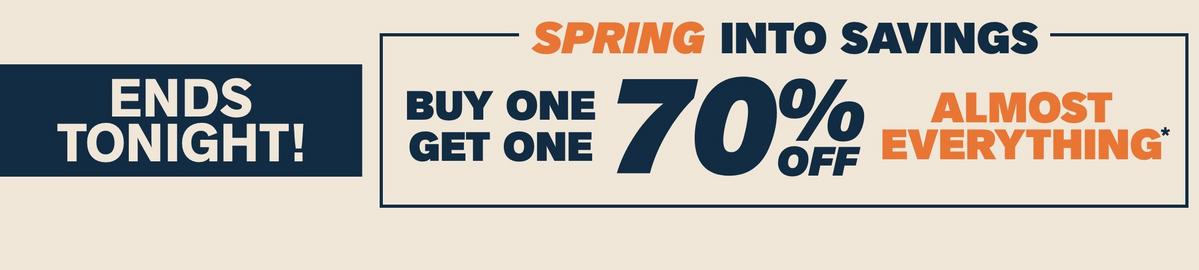 Ends Tonight! Buy One, Get One 70% Off Almost Everything