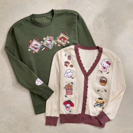Sanrio Hello Kitty & Friends Bakery Embroidered Crewneck and Scalloped Women's Cardigan- BoxLunch Exclusives