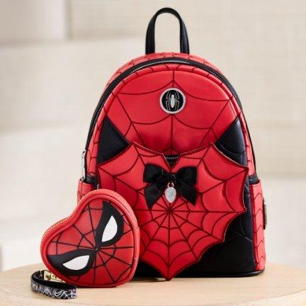 Loungefly Marvel Spider-Man Web Heart Mini Backpack and Heart Mask Coin Purse - BoxLunch Exclusives