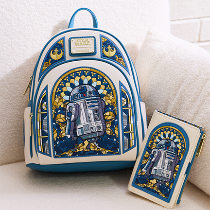 Loungefly Star Wars R2-D2 Stained Glass Portrait Mini Backpack and Wallet - BoxLunch Exclusive 