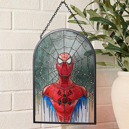 Marvel Spider-Man Web Portrait Stained Glass Wall Art - BoxLunch Exclusive
