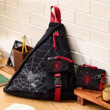 Marvel Spider-Man Web Triangle Sling Bag and Web Logo Zippered Cardholder - BoxLunch Exclusives