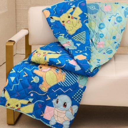 Pokémon Characters Retro Print Reversible Quilted Throw - BoxLunch Exclusive