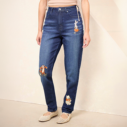 Disney Winnie the Pooh Harvest Embroidered Women's High-Waisted Mom Jeans - BoxLunch Exclusive