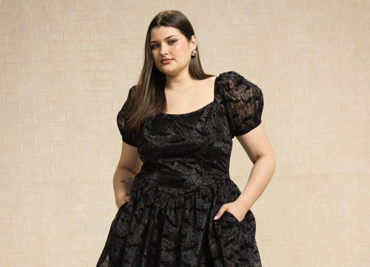 Disney Mickey Mouse Spiderweb Puff Sleeve Plus Size Dress - BoxLunch Exclusive