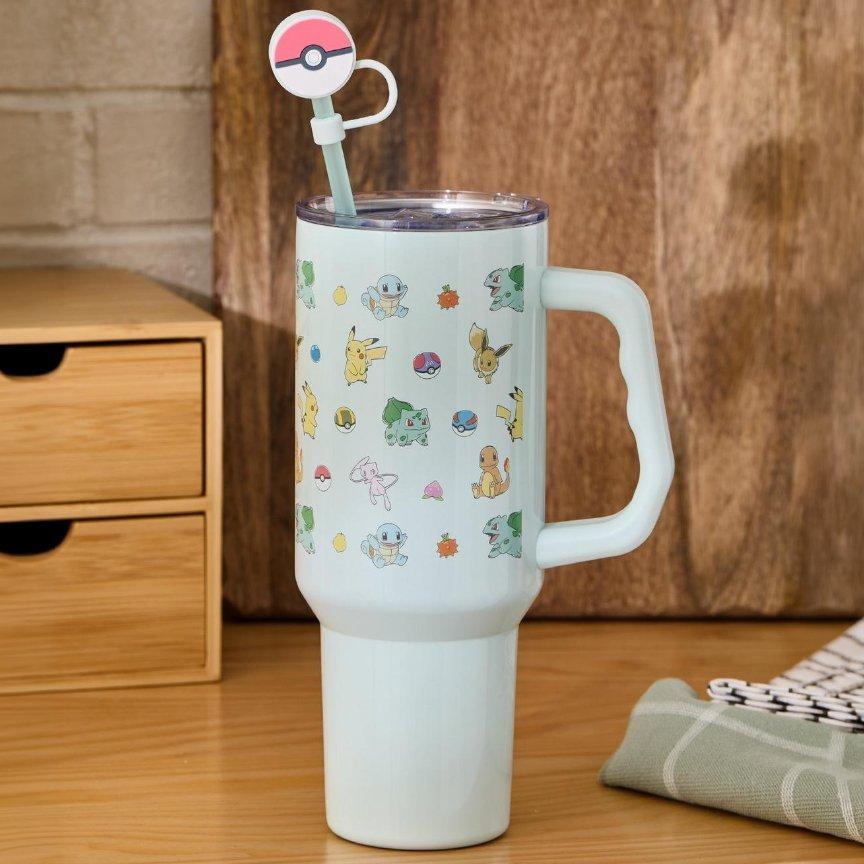 Pokémon Snacks Allover Print Straw Tumbler with Handle