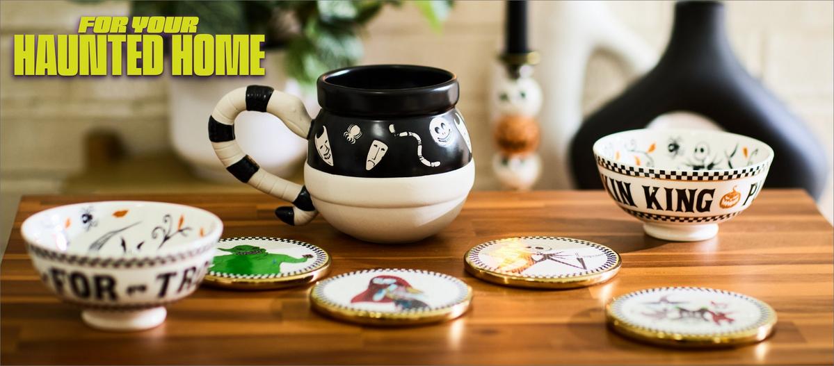 New Arrivals! The Nightmare Before Christmas Home Goods featuring Mugs, Bols, and Coasters