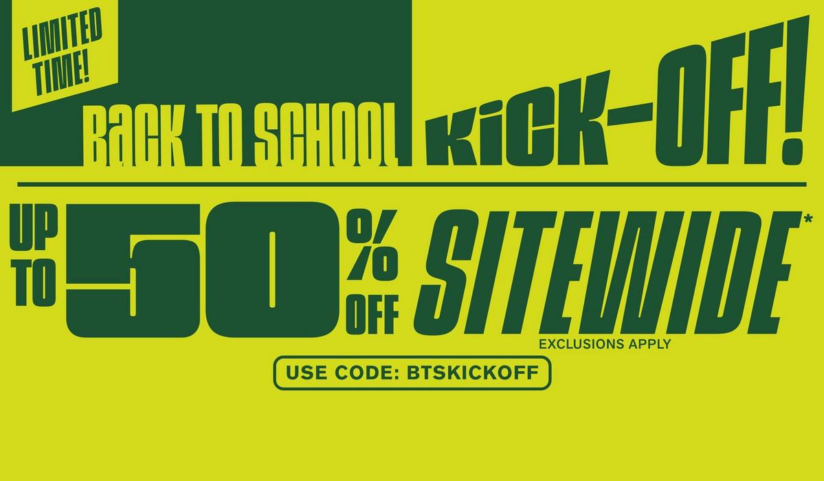 Limited Time! Back To School! Up To  50% Off Sitewide