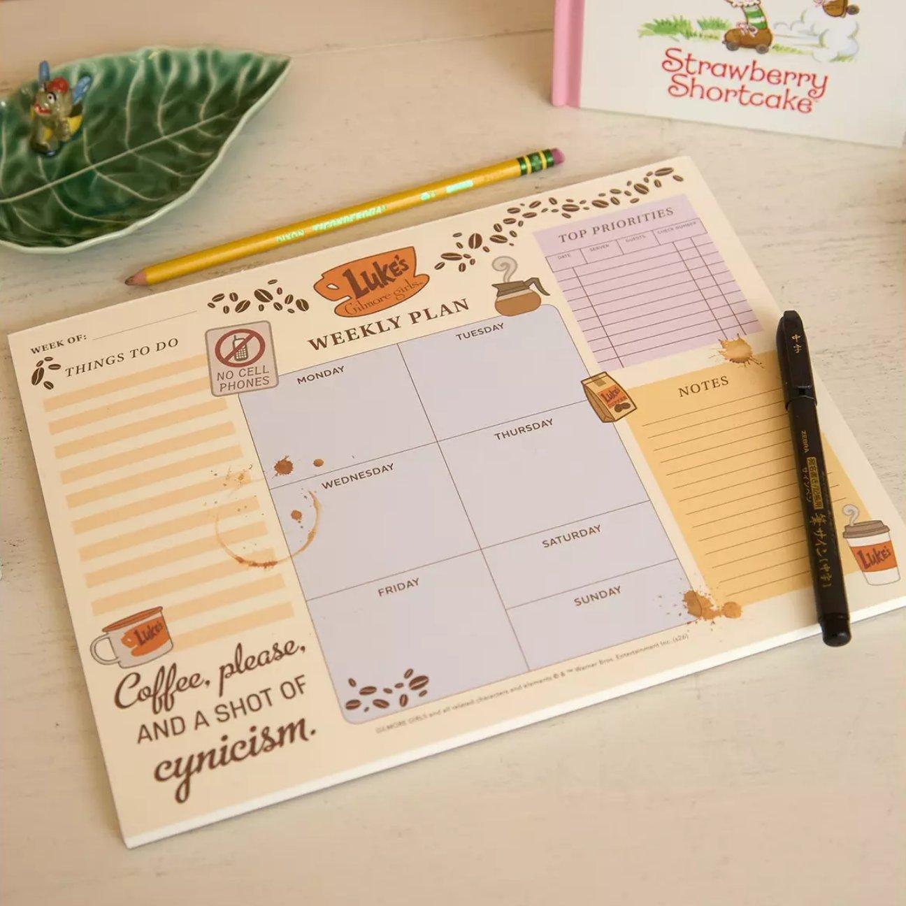 Gilmore Girls Luke's Diner Weekly Planner Pad