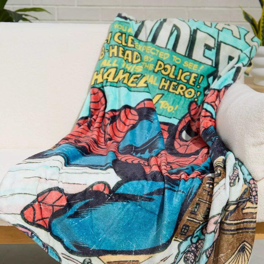 Marvel Spider-Man Comic Cover Fleece Throw - BoxLunch Exclusive
