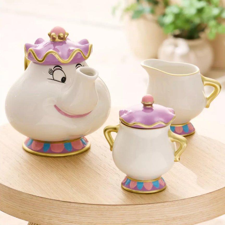 Disney Beauty and The Beast Mrs. Potts Teapot, Sugar Bowl & Cream Set - BoxLunch Exclusive