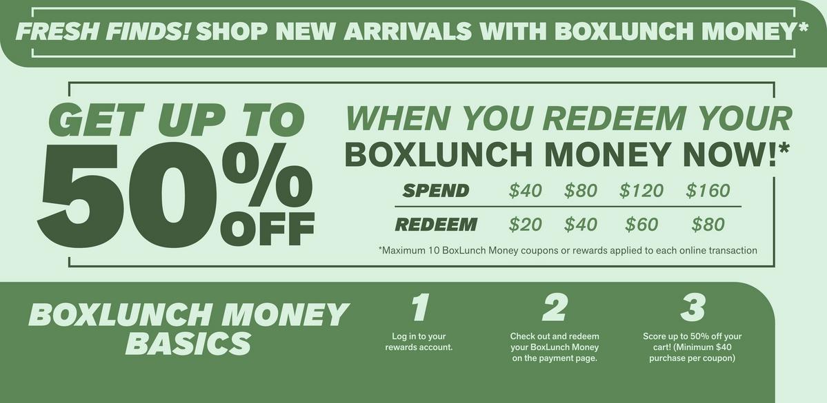 Shop New Arrivals with BoxLunch Money