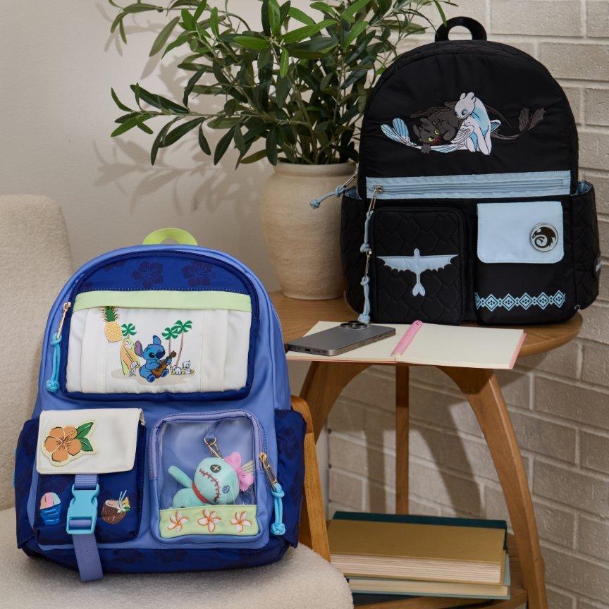 DreamWorks How To Train Your Dragon Toothless and Light Fury Backpack and Disney Lilo & Stitch Guitar Stitch Multi-Pocket Backpack with Scrump Plush Charm - BoxLunch Exclusives